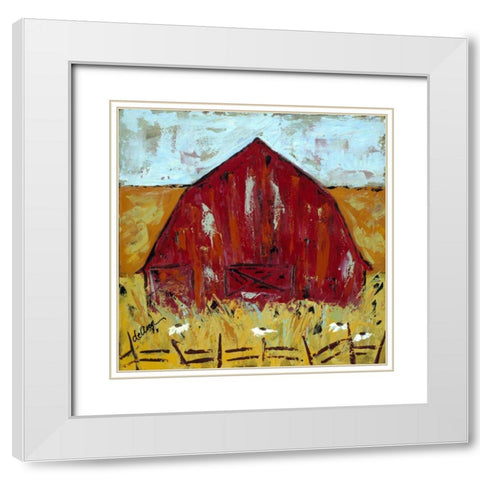 Big Red I White Modern Wood Framed Art Print with Double Matting by Hebert, Deann
