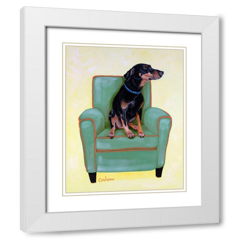 Dobie on Green White Modern Wood Framed Art Print with Double Matting by Dillon, Carol