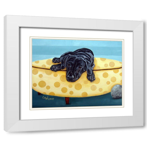 Lab on Yellow White Modern Wood Framed Art Print with Double Matting by Dillon, Carol