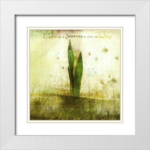 Blossoming Inspiration V White Modern Wood Framed Art Print with Double Matting by Open Journey