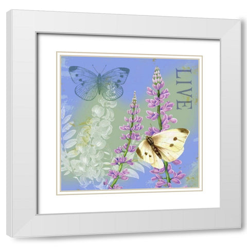 Butterflies Inspire I White Modern Wood Framed Art Print with Double Matting by Maday, Jane