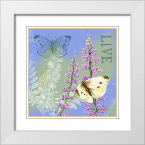 Butterflies Inspire I White Modern Wood Framed Art Print with Double Matting by Maday, Jane