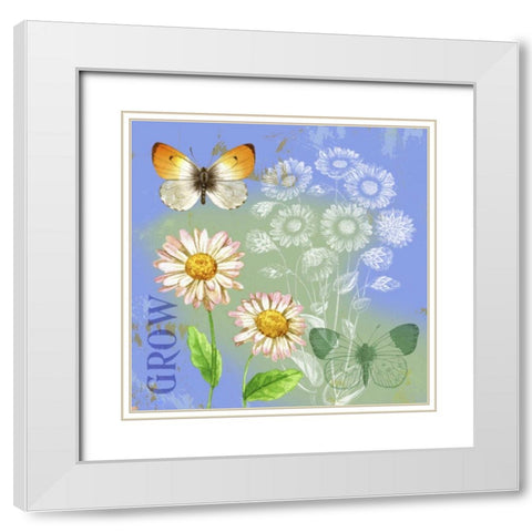 Butterflies Inspire III White Modern Wood Framed Art Print with Double Matting by Maday, Jane