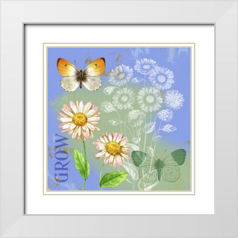 Butterflies Inspire III White Modern Wood Framed Art Print with Double Matting by Maday, Jane