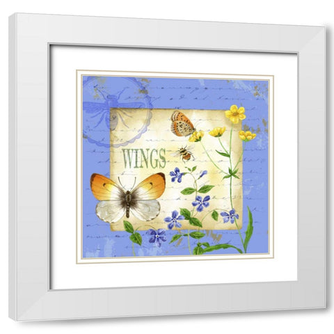 Butterfly Meadow I White Modern Wood Framed Art Print with Double Matting by Maday, Jane