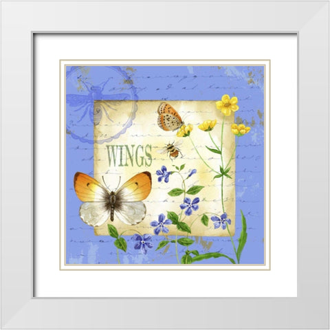 Butterfly Meadow I White Modern Wood Framed Art Print with Double Matting by Maday, Jane