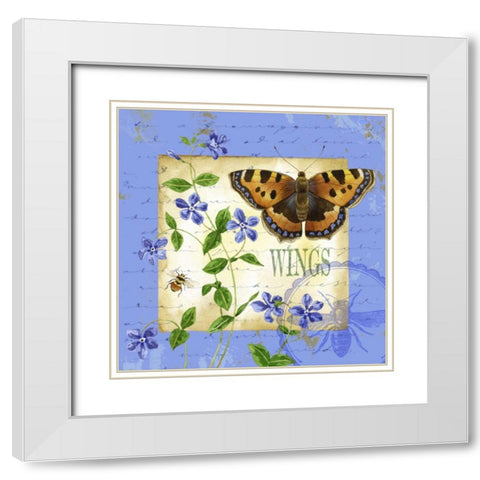 Butterfly Meadow II White Modern Wood Framed Art Print with Double Matting by Maday, Jane