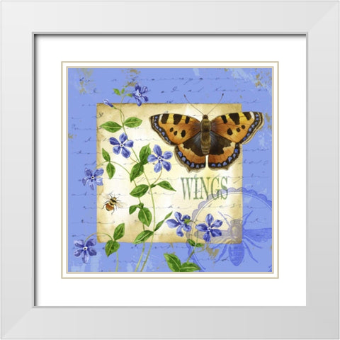 Butterfly Meadow II White Modern Wood Framed Art Print with Double Matting by Maday, Jane