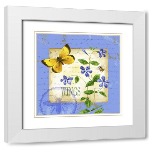 Butterfly Meadow III White Modern Wood Framed Art Print with Double Matting by Maday, Jane