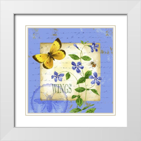 Butterfly Meadow III White Modern Wood Framed Art Print with Double Matting by Maday, Jane