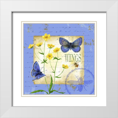 Butterfly Meadow IV White Modern Wood Framed Art Print with Double Matting by Maday, Jane
