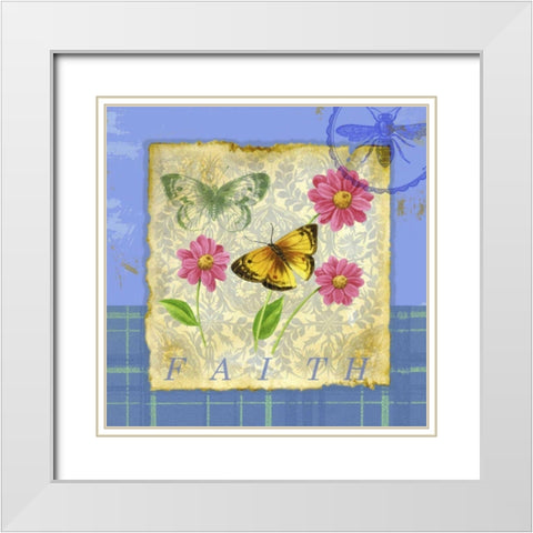 Papillon Plaid II White Modern Wood Framed Art Print with Double Matting by Maday, Jane