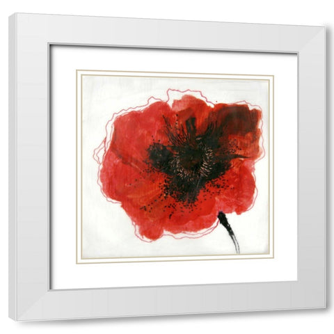 Red Drops I White Modern Wood Framed Art Print with Double Matting by Open Journey