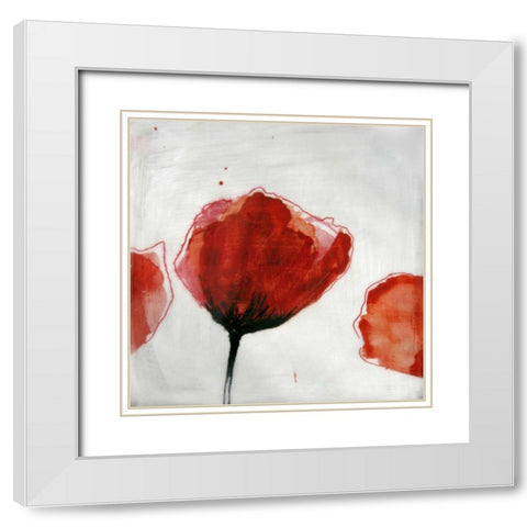 Red Drops III White Modern Wood Framed Art Print with Double Matting by Open Journey