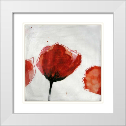 Red Drops III White Modern Wood Framed Art Print with Double Matting by Open Journey