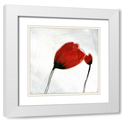 Red Drops IV White Modern Wood Framed Art Print with Double Matting by Open Journey