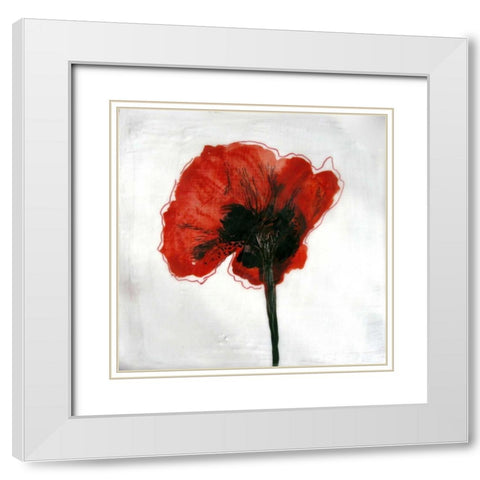Red Drops VI White Modern Wood Framed Art Print with Double Matting by Open Journey