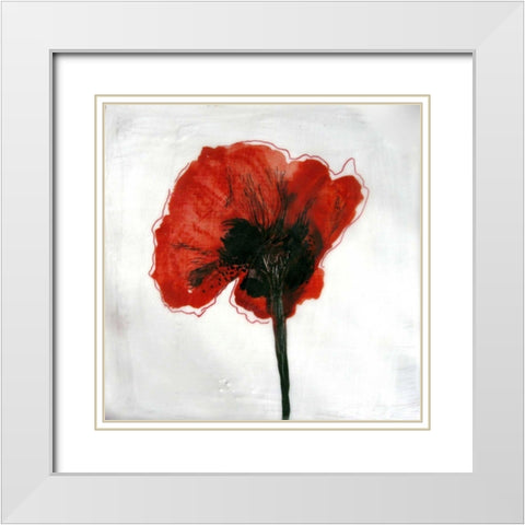 Red Drops VI White Modern Wood Framed Art Print with Double Matting by Open Journey