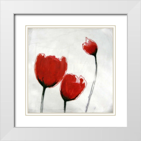 Red Drops VII White Modern Wood Framed Art Print with Double Matting by Open Journey