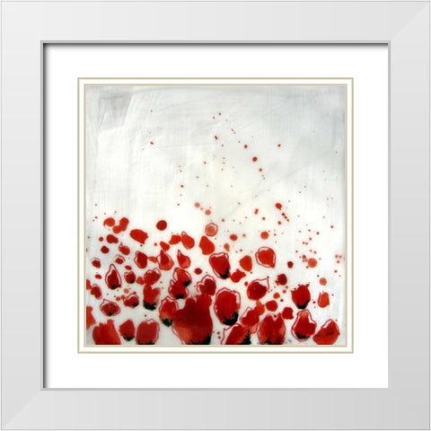 Red Drops VIII White Modern Wood Framed Art Print with Double Matting by Open Journey