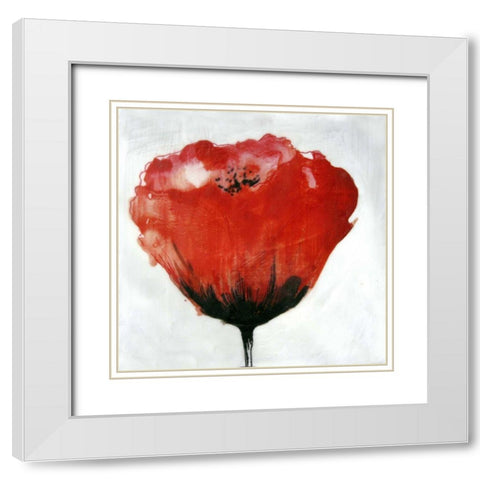 Red Drops IX White Modern Wood Framed Art Print with Double Matting by Open Journey