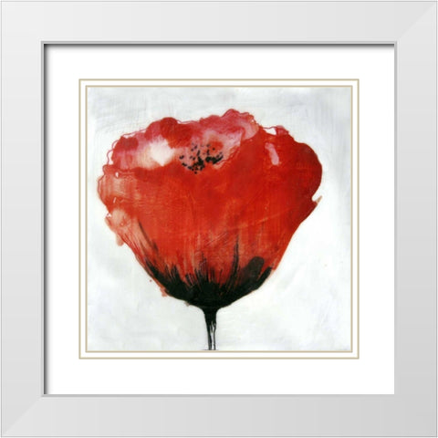 Red Drops IX White Modern Wood Framed Art Print with Double Matting by Open Journey