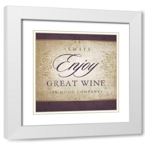 Wine Inspiration III White Modern Wood Framed Art Print with Double Matting by Beth Anne Creative
