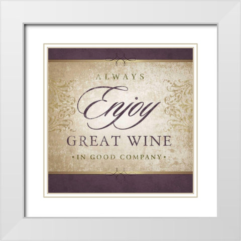 Wine Inspiration III White Modern Wood Framed Art Print with Double Matting by Beth Anne Creative
