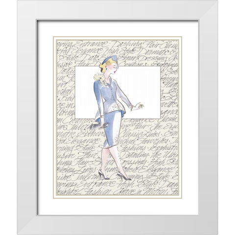 50s Fashion V White Modern Wood Framed Art Print with Double Matting by Della-Piana, Elissa