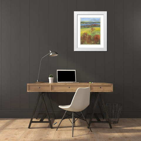 Mountain View II White Modern Wood Framed Art Print with Double Matting by Thomas, H.
