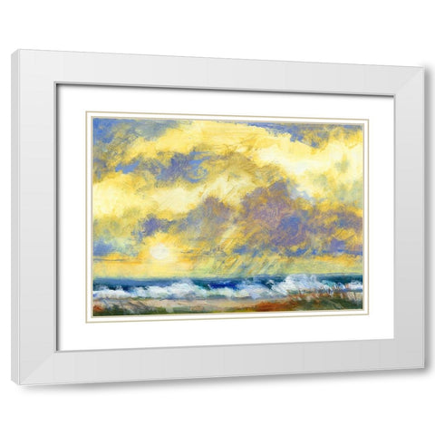 Beach View II White Modern Wood Framed Art Print with Double Matting by Thomas, H.