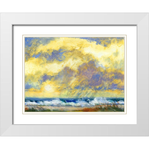 Beach View II White Modern Wood Framed Art Print with Double Matting by Thomas, H.