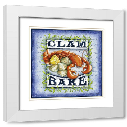 Seafood Sign III White Modern Wood Framed Art Print with Double Matting by Wright, Sydney