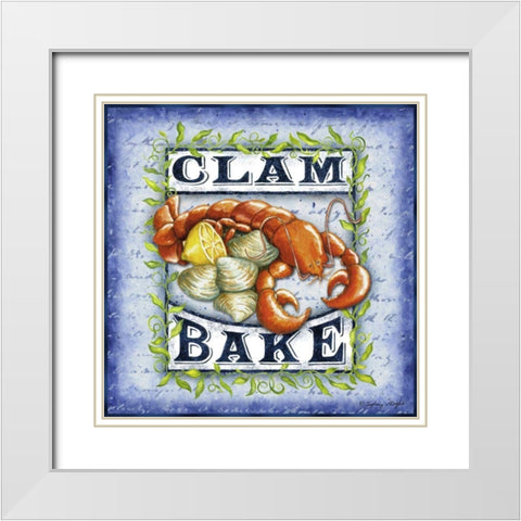 Seafood Sign III White Modern Wood Framed Art Print with Double Matting by Wright, Sydney