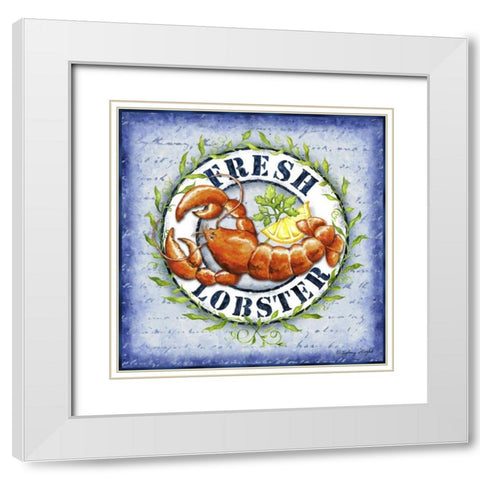 Seafood Sign IV White Modern Wood Framed Art Print with Double Matting by Wright, Sydney