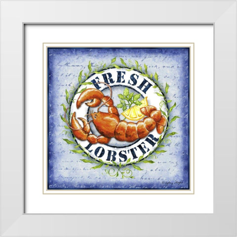 Seafood Sign IV White Modern Wood Framed Art Print with Double Matting by Wright, Sydney