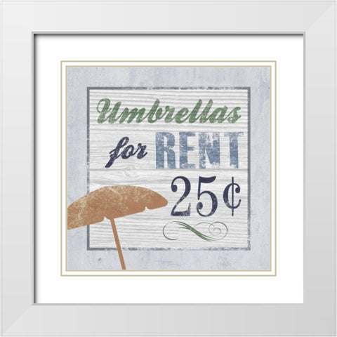 Beach Sign III White Modern Wood Framed Art Print with Double Matting by Beth Anne Creative