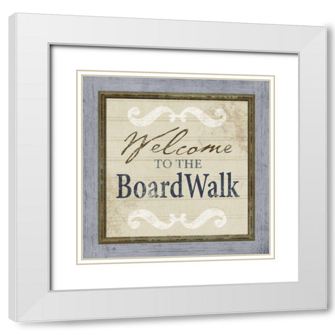 Beach Sign XI White Modern Wood Framed Art Print with Double Matting by Beth Anne Creative