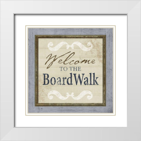 Beach Sign XI White Modern Wood Framed Art Print with Double Matting by Beth Anne Creative