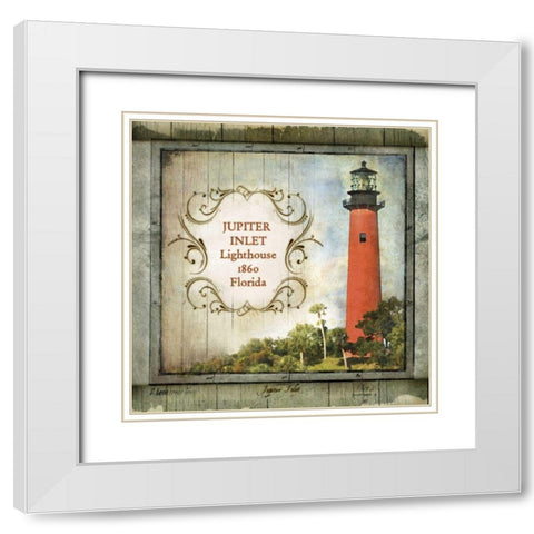Florida Lighthouse V White Modern Wood Framed Art Print with Double Matting by Beth Anne Creative