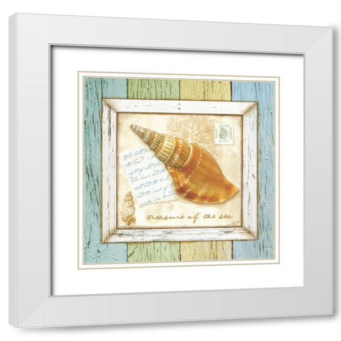 Sea Treasures I White Modern Wood Framed Art Print with Double Matting by Beth Anne Creative