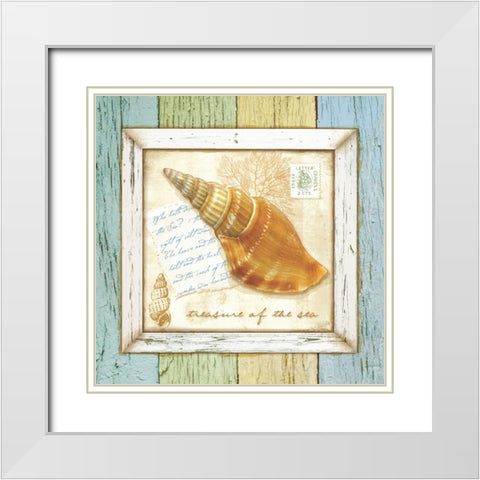 Sea Treasures I White Modern Wood Framed Art Print with Double Matting by Beth Anne Creative