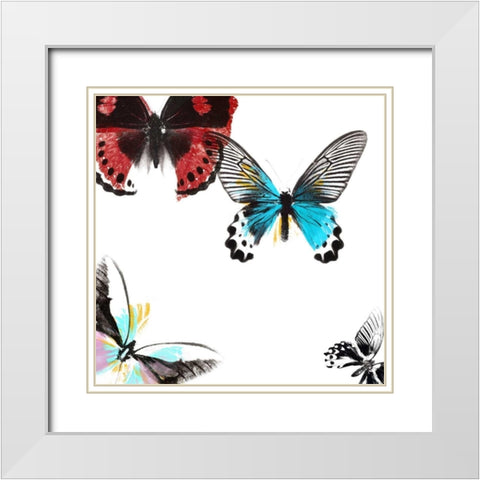 Butterflies Dance I White Modern Wood Framed Art Print with Double Matting by Project, A.