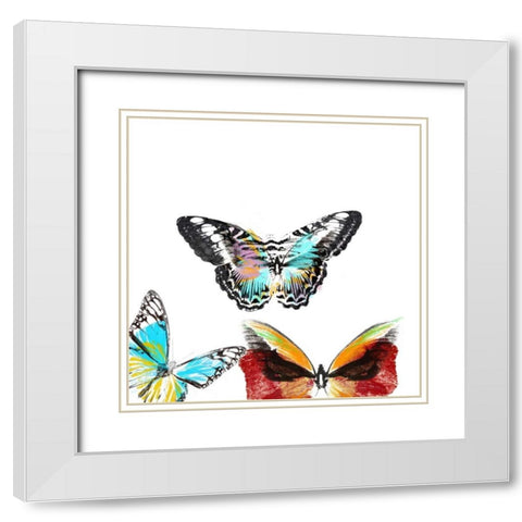 Butterflies Dance II White Modern Wood Framed Art Print with Double Matting by Project, A.