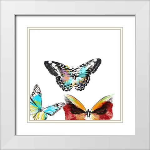 Butterflies Dance II White Modern Wood Framed Art Print with Double Matting by Project, A.