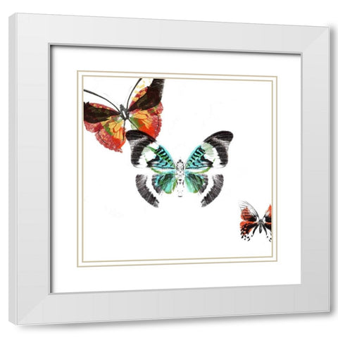 Butterflies Dance III White Modern Wood Framed Art Print with Double Matting by Project, A.