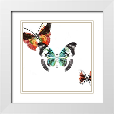 Butterflies Dance III White Modern Wood Framed Art Print with Double Matting by Project, A.