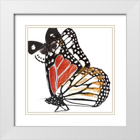 Butterflies Dance IV White Modern Wood Framed Art Print with Double Matting by Project, A.