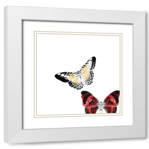 Butterflies Dance V White Modern Wood Framed Art Print with Double Matting by Project, A.