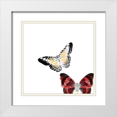 Butterflies Dance V White Modern Wood Framed Art Print with Double Matting by Project, A.